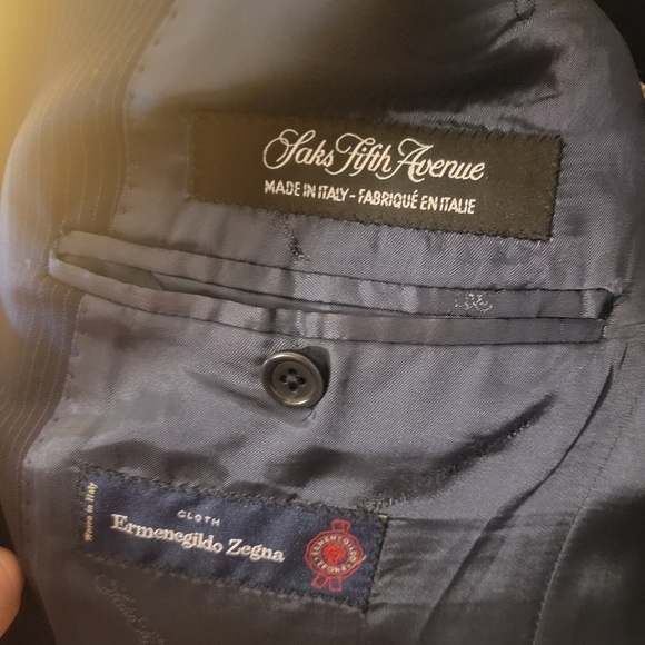 Saks Fifth  Avenue Zegna Navy Blue Pinstripe suit jacket 40R - Picture 3 of 5